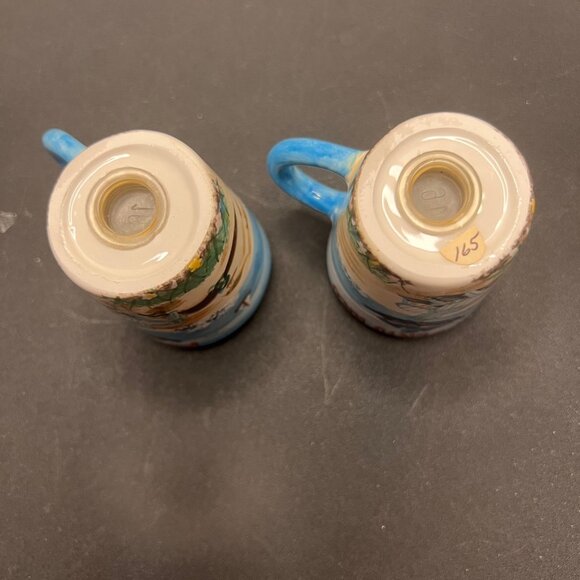 Puerto Rico Ceramic Cup Salt & Pepper Shaker Set Tropical Beach Scene Design - Picture 6 of 12